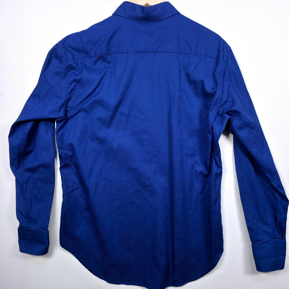 Robert Graham Paisley Jacquard Button Down Men L Blue Contrast Trim Long Sleeve - Picture 3 of 9